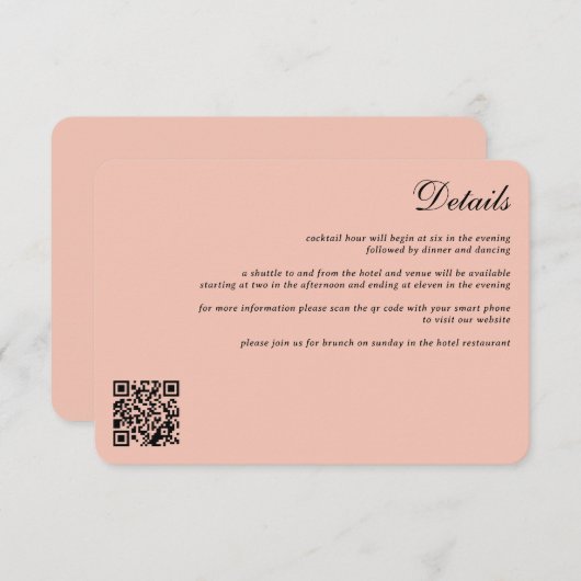 Roos gouden hemelse bruiloft informatiekaartje (Voorkant / Achterkant)