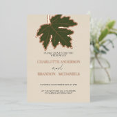 Roos gouden herfst maple Leaf Wedding Gold Folie Uitnodiging (Staand Voorkant)