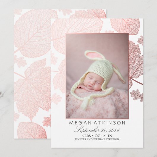 Roos Gouden Herfst Pasgeboren Foto Aankondigingen  (Voorkant / Achterkant)