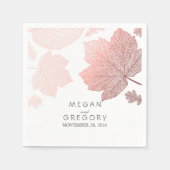 Roos gouden herfstbladeren elegante bruiloft servet (Voorkant)