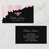 roos gouden honingraat en bij logo op zwart visitekaartje (Voorkant / Achterkant)