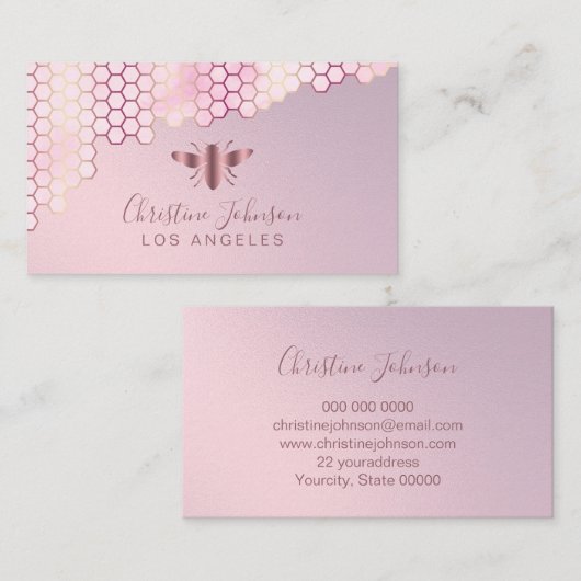 roos gouden honingraat en bij logo visitekaartje (Voorkant / Achterkant)