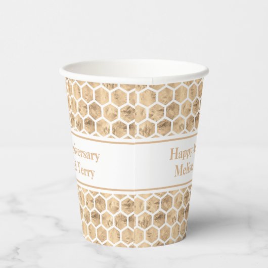 Roos gouden honingraat modern clean party papieren bekers (Rechts)
