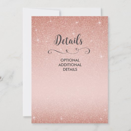 Roos gouden huwelijksuitnodiging, roze kaart (Achterkant)