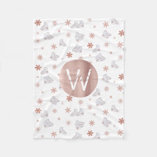 Roos gouden ijs Schaatsen Blush roze schaatsen Mon Fleece Deken (Voorkant)