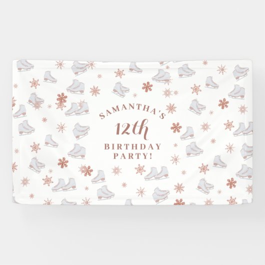 Roos gouden ijs Schaatsen Blush roze schaatsen Ver Spandoek (Horizontaal)