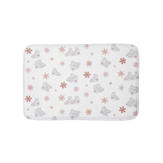 Roos gouden ijspatroon Blush roze schaatspatroon S Badmat (Voorkant)
