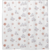 Roos gouden ijspatroon Blush roze schaatspatroon S Douchegordijn (Voorkant)