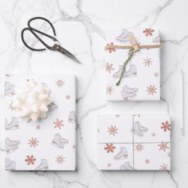 Roos gouden ijspatroon Blush roze schaatspatroon S Inpakpapier Vel