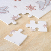 Roos gouden ijspatroon Blush roze schaatspatroon S Legpuzzel (Zijkant)