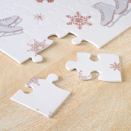 Roos gouden ijspatroon Blush roze schaatspatroon S Legpuzzel (Zijkant)