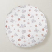 Roos gouden ijspatroon Blush roze schaatspatroon S Rond Kussen (Achterkant)