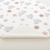 Roos gouden ijspatroon Blush roze schaatspatroon S Sherpa Deken (3/4)