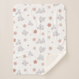 Roos gouden ijspatroon Blush roze schaatspatroon S Sherpa Deken