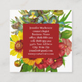  Roos Gouden Initialen Zonnebloemen Vierkante Visitekaartje (Achterkant)