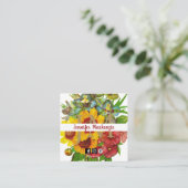  Roos Gouden Initialen Zonnebloemen Vierkante Visitekaartje (Staand voorkant)