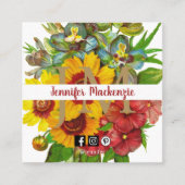  Roos Gouden Initialen Zonnebloemen Vierkante Visitekaartje (Voorkant)