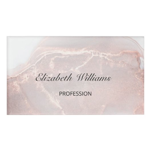 Roos gouden inkt marmer naambadge (Voorkant)