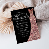 Roos gouden jurk Elegant 90ste verjaardagsfeestje Kaart