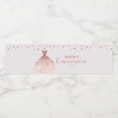 Roos gouden jurk quinceañera 15e verjaardag gunst waterfles etiket (Enkel label)