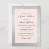 Roos Gouden Jurk Silver Sparkle Quinceanera Invite Kaart (Achterkant)