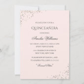 Roos Gouden Jurk Sparkle Quinceanera Invitation Kaart (Achterkant)