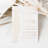 Roos Gouden Jurk Vrijgezellenfeest Brunch & Bubbly Folie Uitnodiging