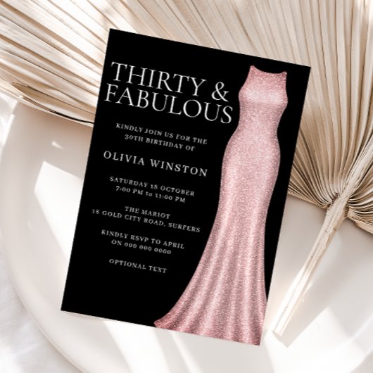 Roos gouden jurk & zwarte vrouwen 30e verjaardagsf kaart