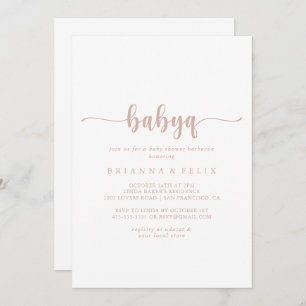 Roos gouden kalligrafie babyQ Baby shower barbecue Kaart