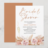 Roos Gouden Kalligrafie Boho Pampas Vrijgezellenfe Kaart (Voorkant / Achterkant)