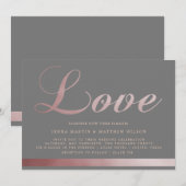 Roos gouden kalligrafie | Huwelijksuitnodiging Kaart (Voorkant / Achterkant)