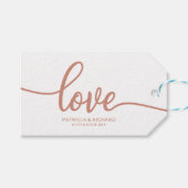 Roos gouden kalligrafie liefde bruiloft gunst Labe Cadeaulabel (Voorkant (Horizontaal))