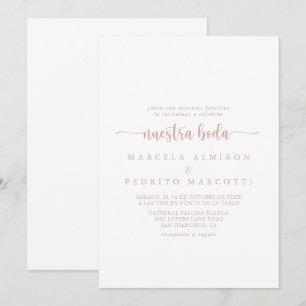 Roos Gouden Kalligrafie Nuestra Boda Bruiloft Kaart