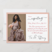 Roos Gouden Kalligrafie Zwangerschaps Aankondiging (Voorkant)