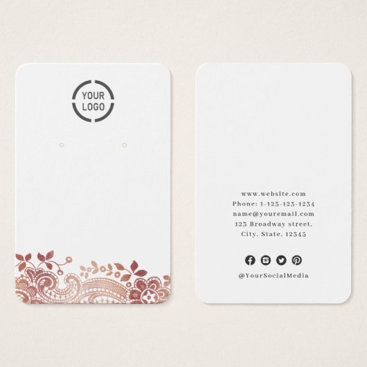 Roos gouden kant aangepast wit oorscherm logo visitekaartje (Voorkant /achterkant)