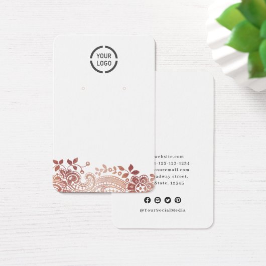 Roos gouden kant aangepast wit oorscherm logo visitekaartje (Bureau)