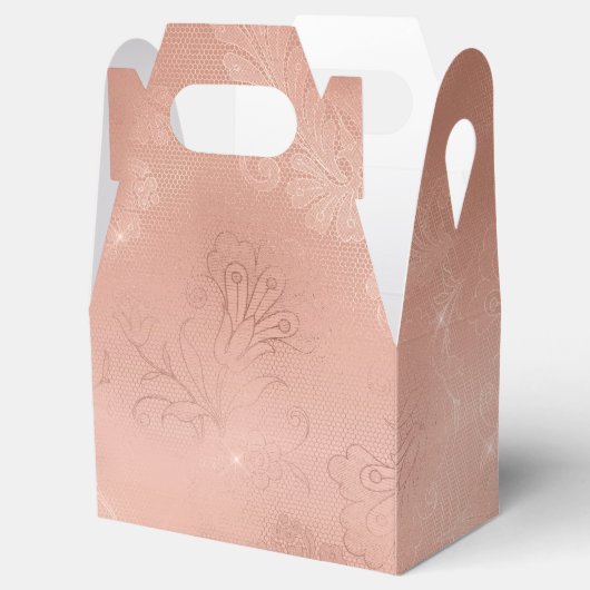 Roos gouden kant bedankdoosjes (Geopend)
