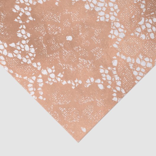 Roos Gouden Kant & Bloemen Elegante Bruiloft Tissuepapier (Detail)