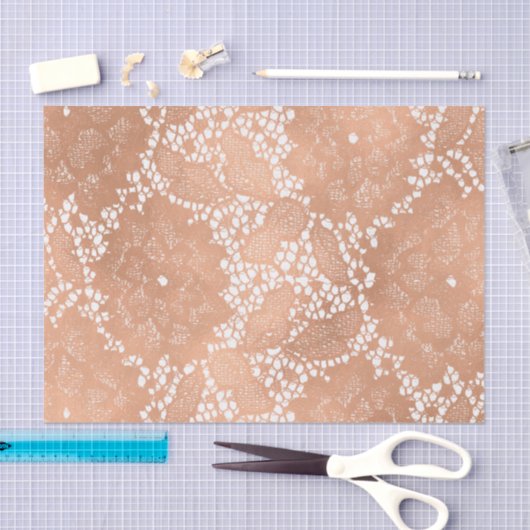 Roos Gouden Kant & Bloemen Elegante Bruiloft Tissuepapier (Craft)