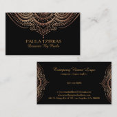 Roos-gouden kant geometrische mandala visitekaartje (Voorkant / Achterkant)