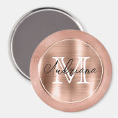 Roos Gouden Kant Monogram en Naam Magneet (Voorkant / Achterkant)