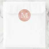 Roos Gouden Kant Wit Monogram Letter Ronde Sticker (Tas)