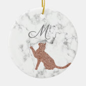 Roos gouden kattensilhouet - je monogram keramisch ornament (Voorkant)
