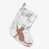 Roos gouden kattensilhouet - je monogram kleine kerstsok (Voorkant (Hangend))