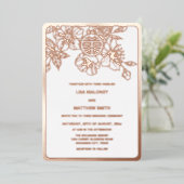 Roos gouden kersenbloesem Chinees bruiloft Folie Uitnodiging (Staand Voorkant)