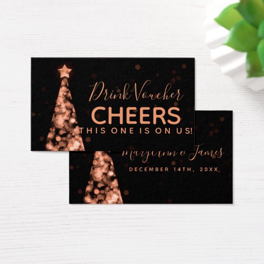 Roos Gouden Kerst Bruiloft Drink Voucher Visitekaartje (Bureau)