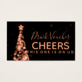 Roos Gouden Kerst Bruiloft Drink Voucher Visitekaartje (Voorkant)