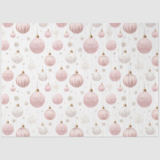 Roos Gouden Kerst Ornamenten Sneeuwvlokken Kerst Tissuepapier (Voorkant)