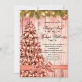 Roos Gouden Kerst Trouwboom, Lichten & Lint Kaart (Voorkant)