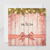 Roos Gouden Kerst Trouwboom, Lichten & Lint Kaart (Achterkant)